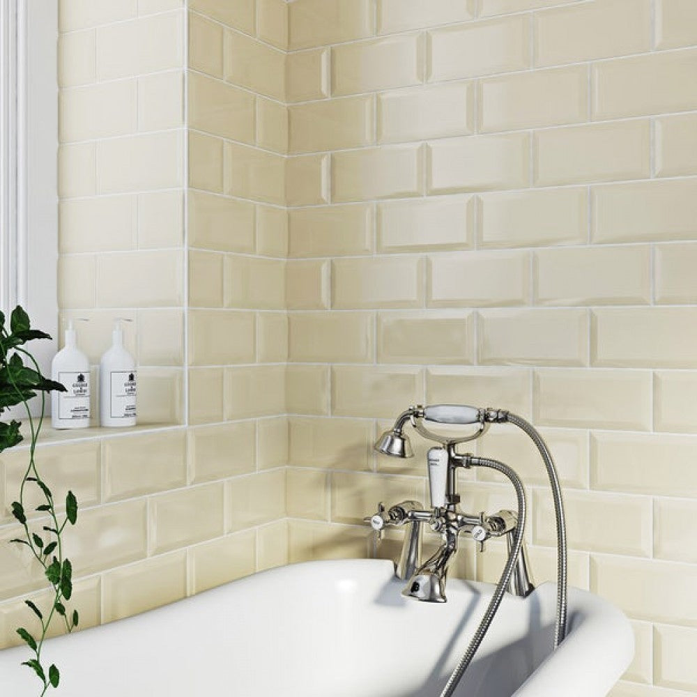 Underground Cream Metro Gloss Ceramic 10cmx20cm Kitchen Wall Tiles