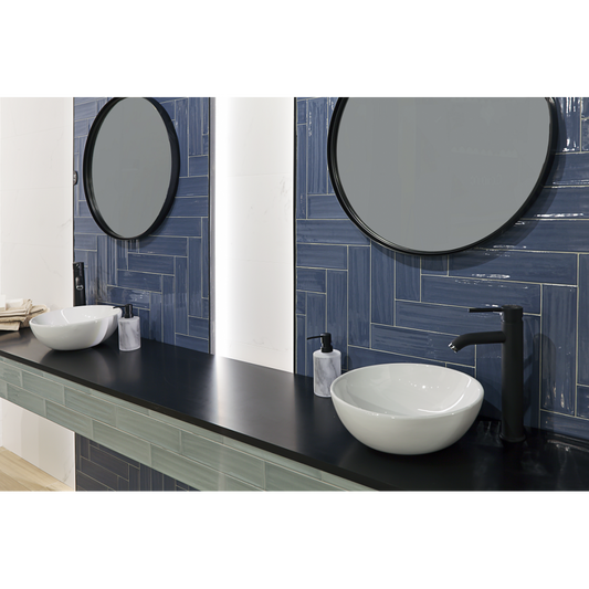 Journey Blue Rippled 7.5cmx30cm Ceramic Kitchen And Bathrooms Tiles