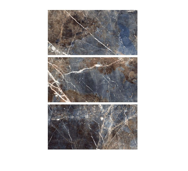 Cassiopeia Deep Blue Polished Brass Large Wall And Floor Porcelain Tiles 60cmx120cm