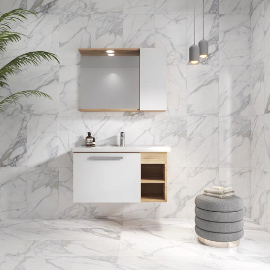 Aurora Carrara Marble Grey Gloss Wall Tiles 30cmx60cm