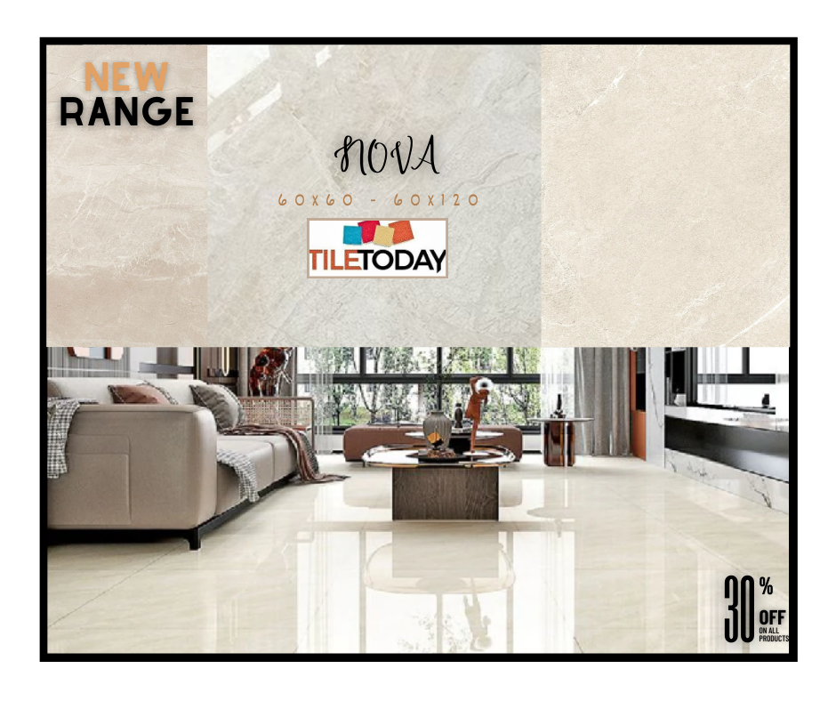 Nova Beige Polished Cream Wall And Floor Porcelain Tiles 60cmx60cm