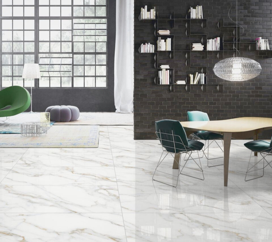 Iron Bianco Extra Large Polished Marble Wall And Floor Porcelain Tiles 100cm x 100cm
