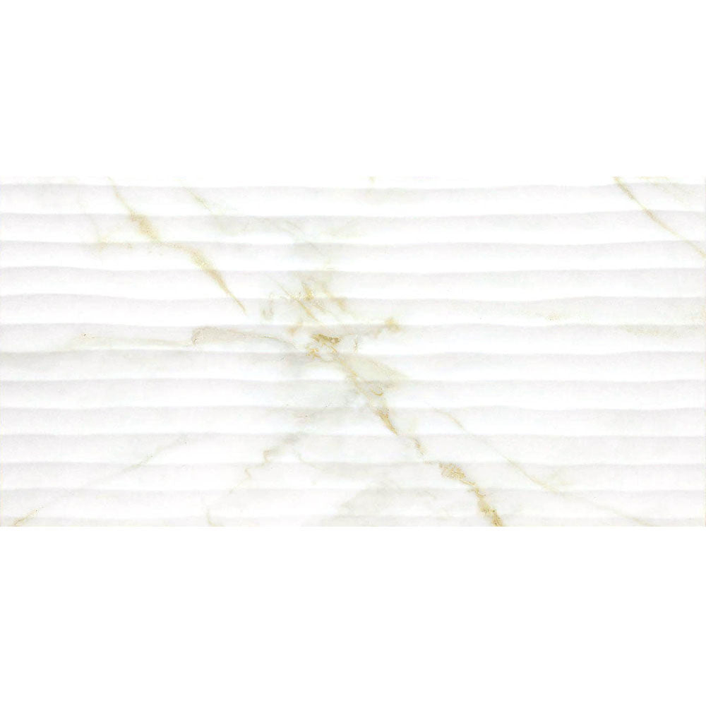 New Calcutta Carrara Décor Wave Gold Marble Matt Wall Tiles 30cmx60cm