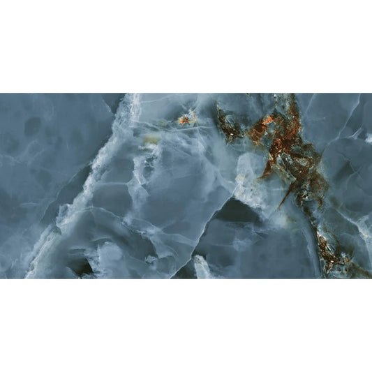 Onyx 3d imitation Blue Green Polished Copper Large Wall And Floor Porcelain Tiles 60cmx120cm