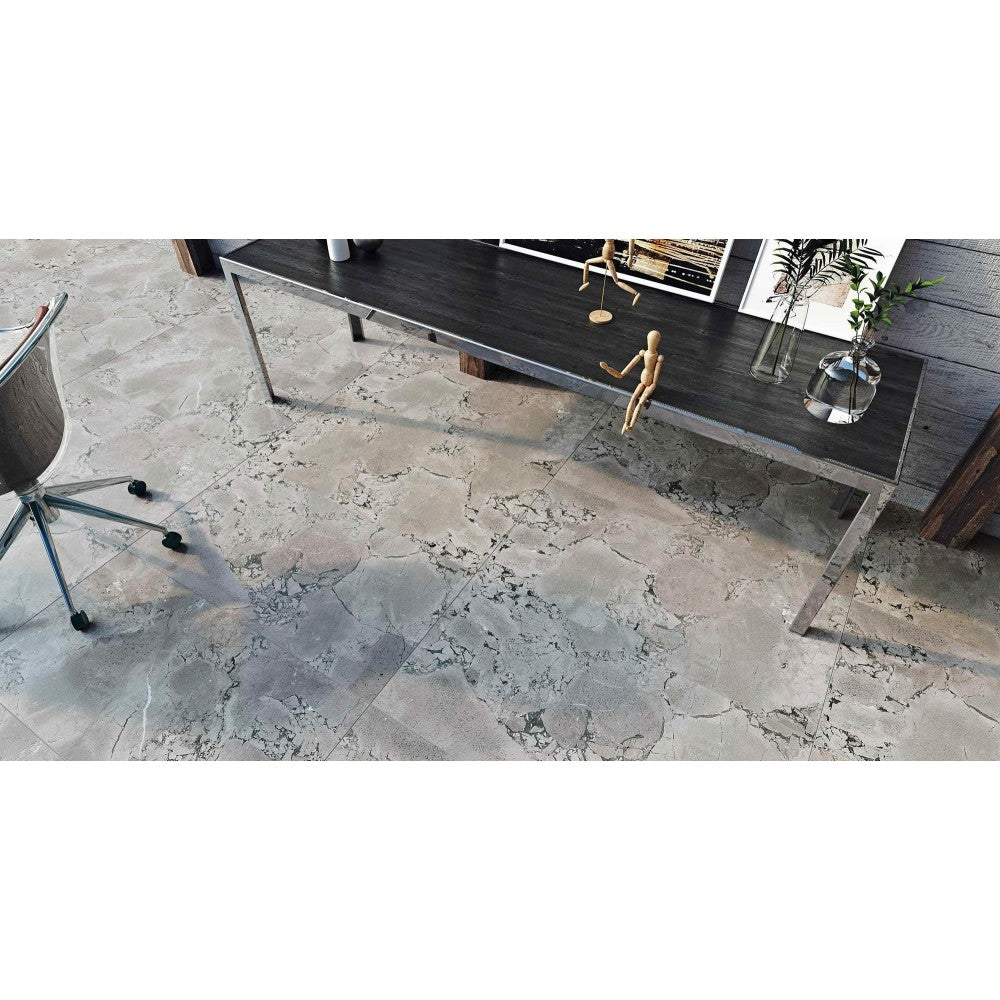 Vesuvius Large Light Grey Lappatto Wall And Floor Porcelain Tiles 60cmx120cm