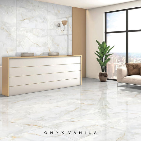 Onyx Cereza Extra Large Polished Marble Wall And Floor Porcelain Tiles 100cm x 100cm