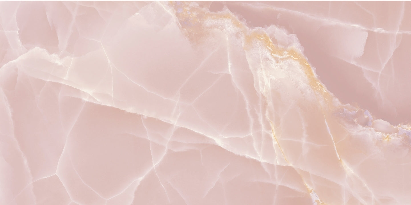 Pink marble tile with gold veining