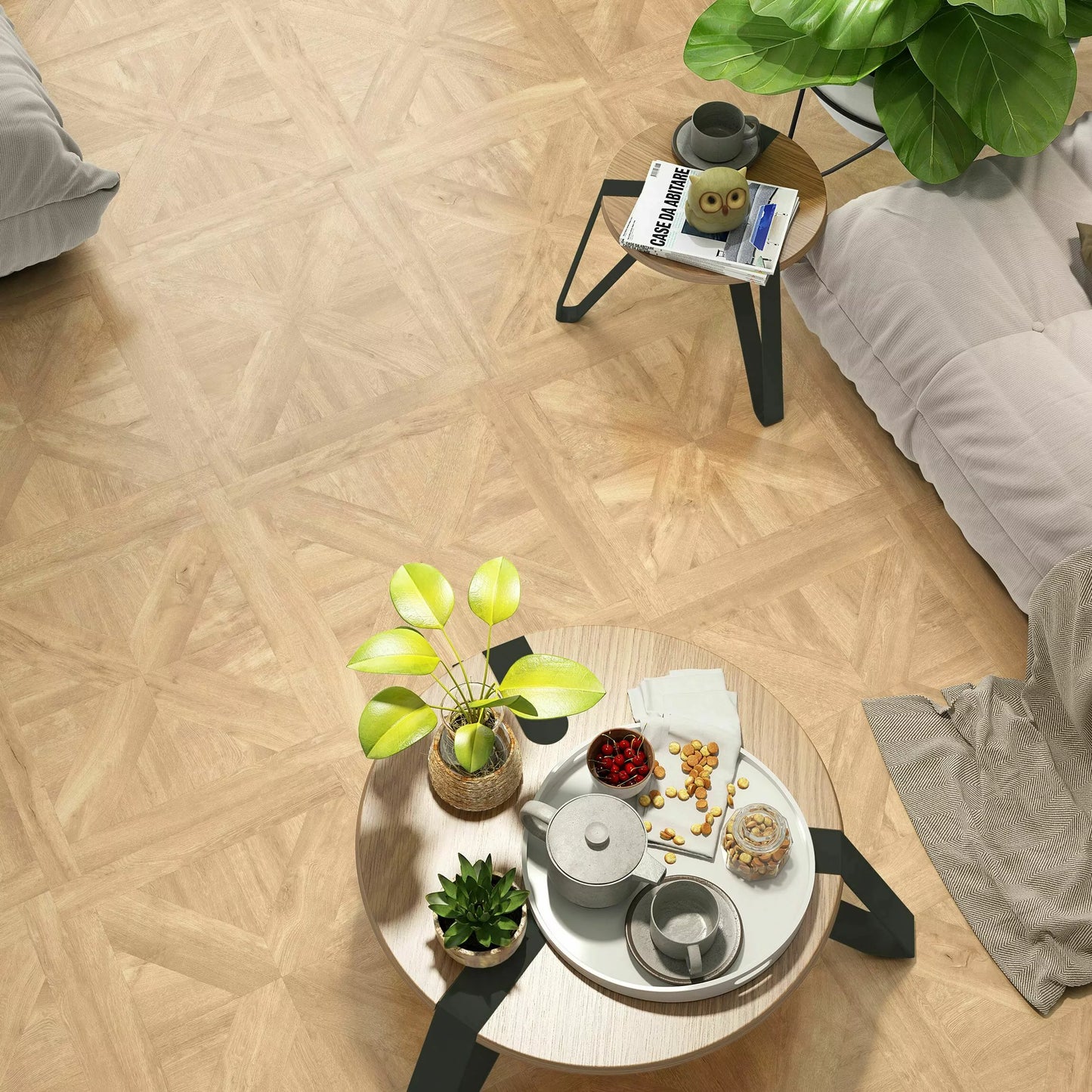 Aspen Natural Matt Parquet Woven Effect Wall And Floor Porcelain Tiles 60cmx60cm