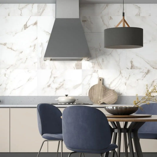 Imperium Carrara Gold Brass Effect Ceramic Shiny Wall Tiles 33cmx55cm