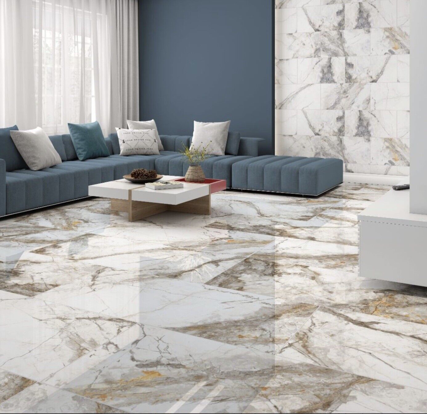 Praia Gold Polished Wall And Floor Porcelain Tiles 60cmx60cm