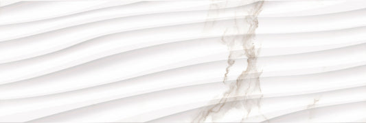 Imperium Wave Carrara Gold Brass Effect Ceramic Shiny Wall Tiles 33cmx55cm