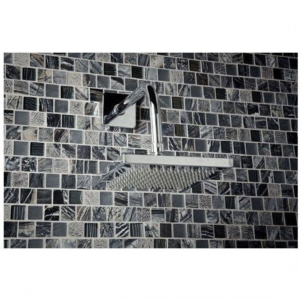Stone Grey Marble, Quartz and Glass mix tile Mosaic 28cmx30cm