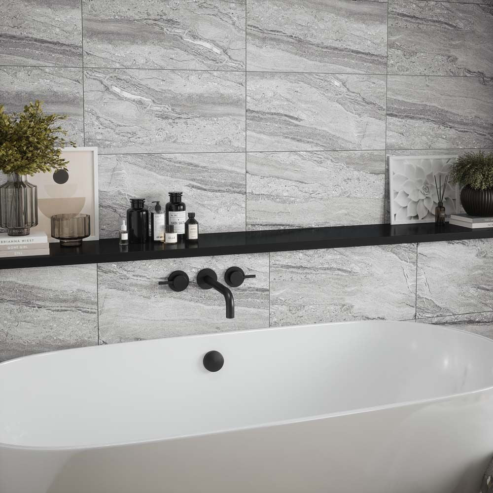 Laurice Rock Grey Matt Ceramic Wall Tiles 30cmx60cm