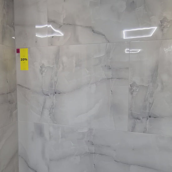 60x120cm largfe format polished high gloss tiles in onyx effect.