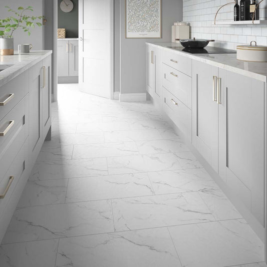 Premium ProLvt Castello Marble White 30.5cmx61cm Click Flooring