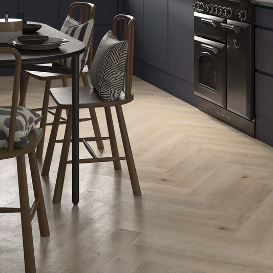 Premium ProLvt Selwood Light Oak Herringbone 63cm x 12.6cm x 5.2mm SPC Click Flooring