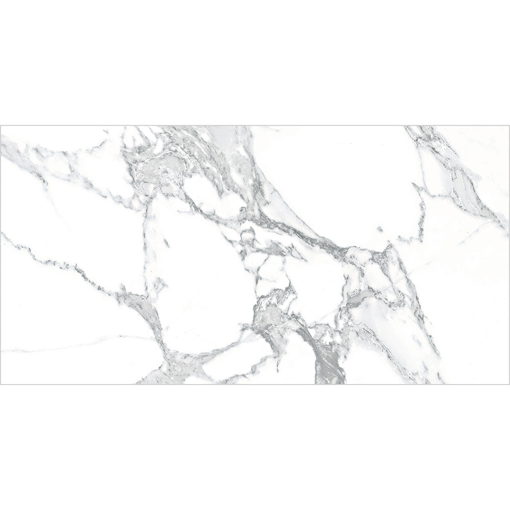 Definitive Carrara Marble Grey Polished Wall And Floor Porcelain Tiles 30cmx60cm
