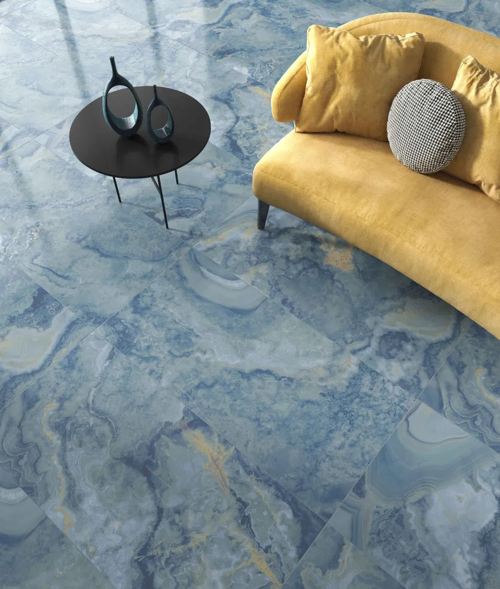 Emerald Onyx Blue Polished Large Wall And Floor Porcelain Tiles 60cmx120cm