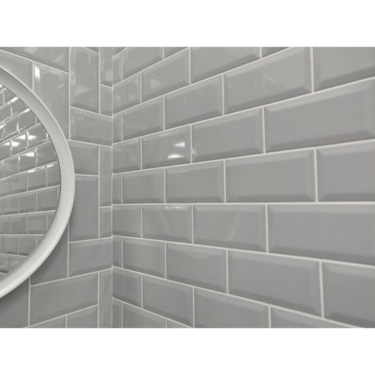 Underground Light Grey Metro Gloss Ceramic 100x200 Kitchen Wall Tiles