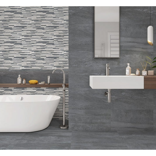 Cliff Dark Grey Wall And Floor Porcelain Tiles 30cmx60cm