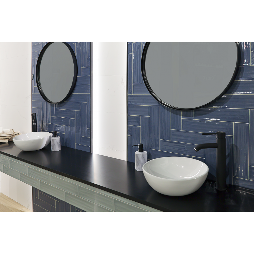 Journey Aqua Marine Rippled 7.5cmx30cm Ceramic Kitchen And Bathrooms Tiles