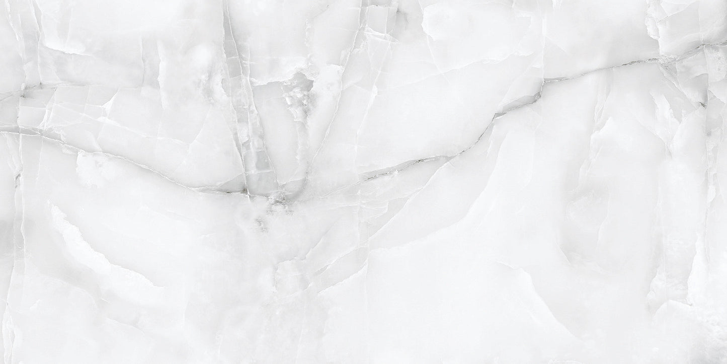 Alaska Bright Polished Grey Onyx Effect Wall And Floor Porcelain Tiles 30cmx60cm