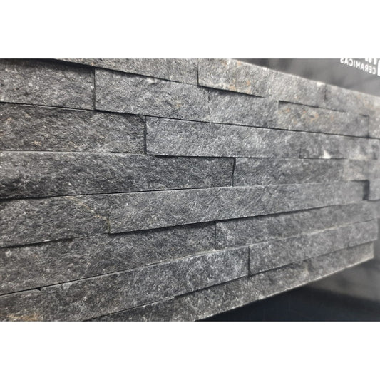 Black Sparkle Slate Natural Stone Splitface Feature Tiles 10cm x 46cm