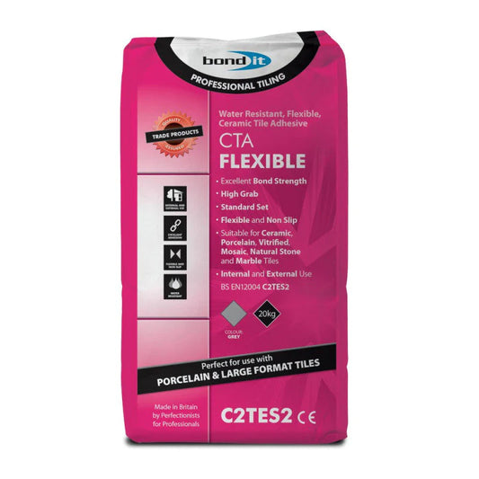 Bond IT CTA Grey Standard Slow Set Flexible Wall And Floor Tile Adhesive 20KG