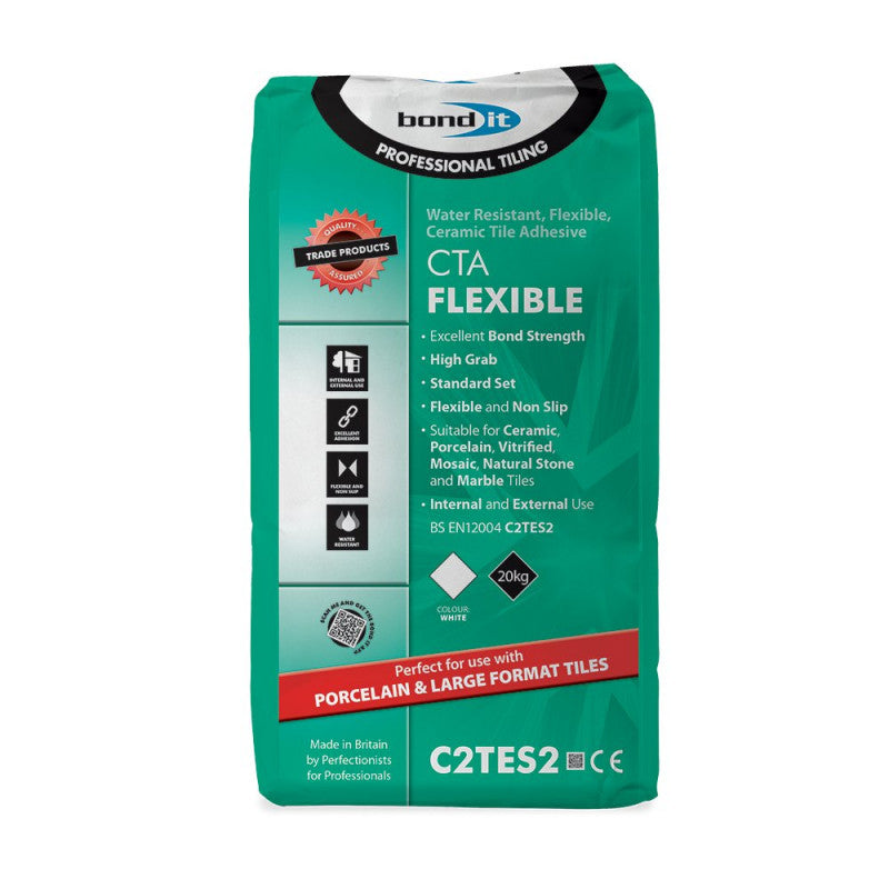 Bond IT Large Format White Standard Slow Set Flexible Wall And Floor Adhesive 20KG