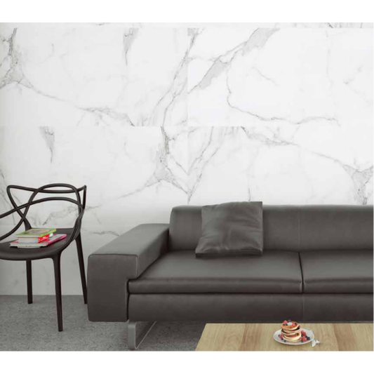 Carrara Large Matt Marble Grey Wall And Floor Porcelain Tiles 60cmx120cm