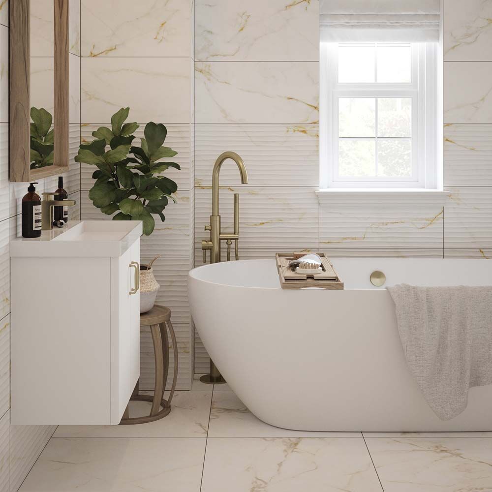 New Calcutta Carrara Gold Marble Matt Wall Tiles 30cmx60cm