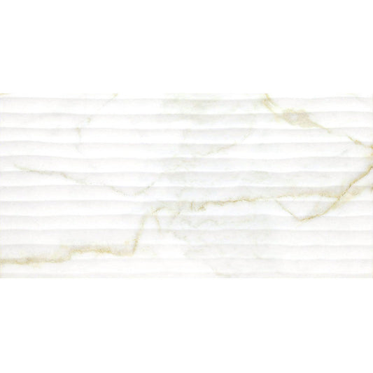 New Calcutta Carrara Décor Wave Gold Marble Matt Wall Tiles 30cmx60cm