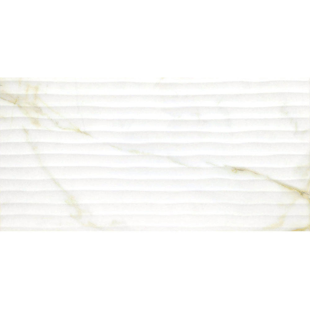 New Calcutta Carrara Décor Wave Gold Marble Matt Wall Tiles 30cmx60cm