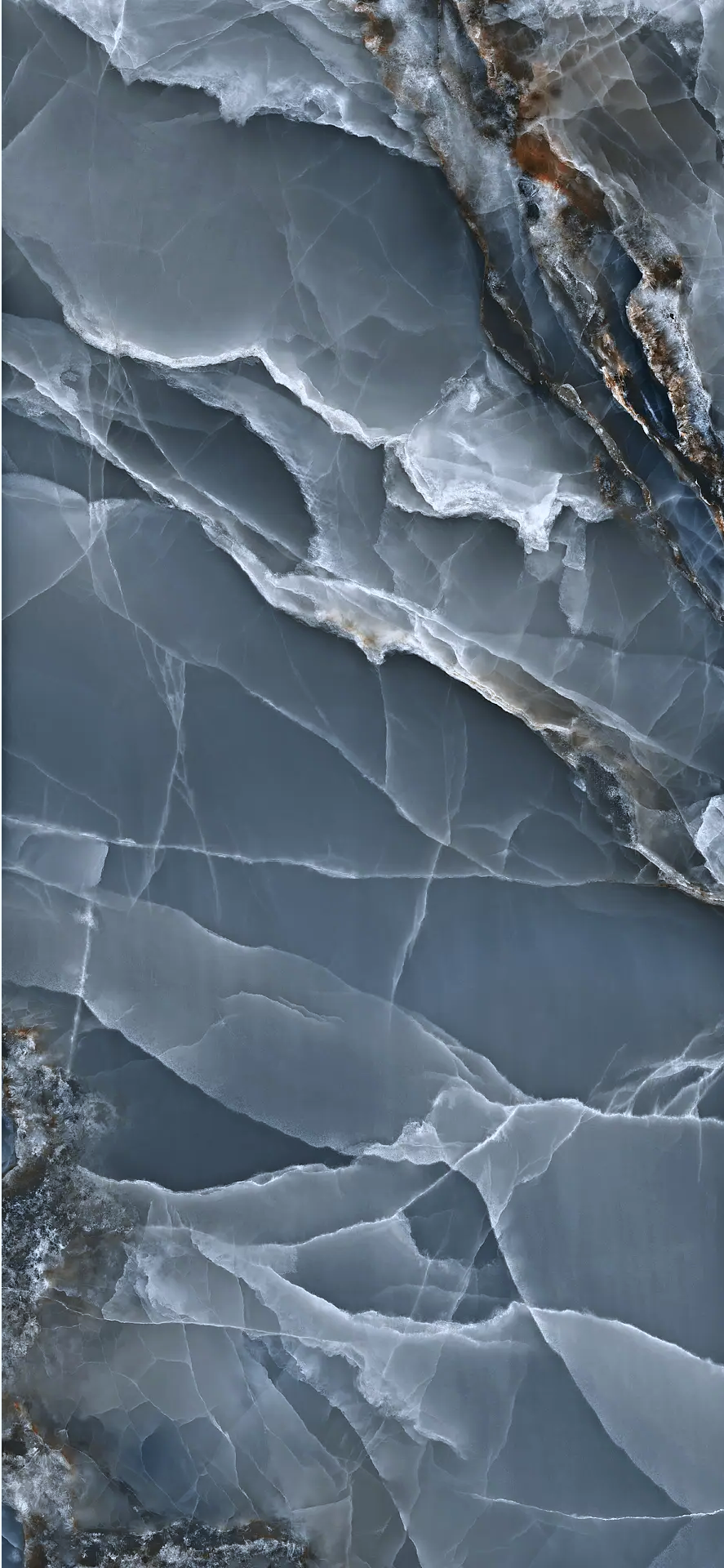 Onyx Onice 3d imitation Grey Blue Polished Copper Large Wall And Floor Porcelain Tiles 60cmx120cm