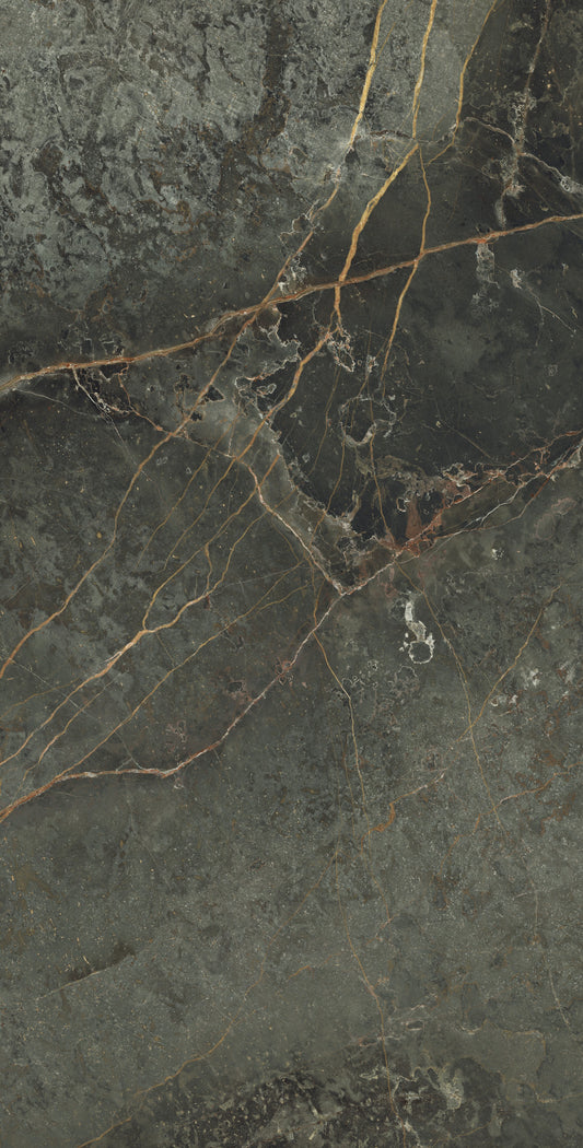 Storia Deep Green Polished Marble Effect Polished Wall And Floor Porcelain Tiles 60cmx120cm