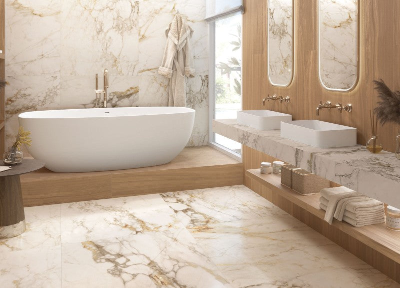 El Dorado Matt Gold Marble Wall And Floor Porcelain Tiles 60cmx120cm