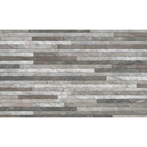 Brix Stratum Split Face Pattern Gris Grey Ceramic Wall Tiles 33cmx55cm