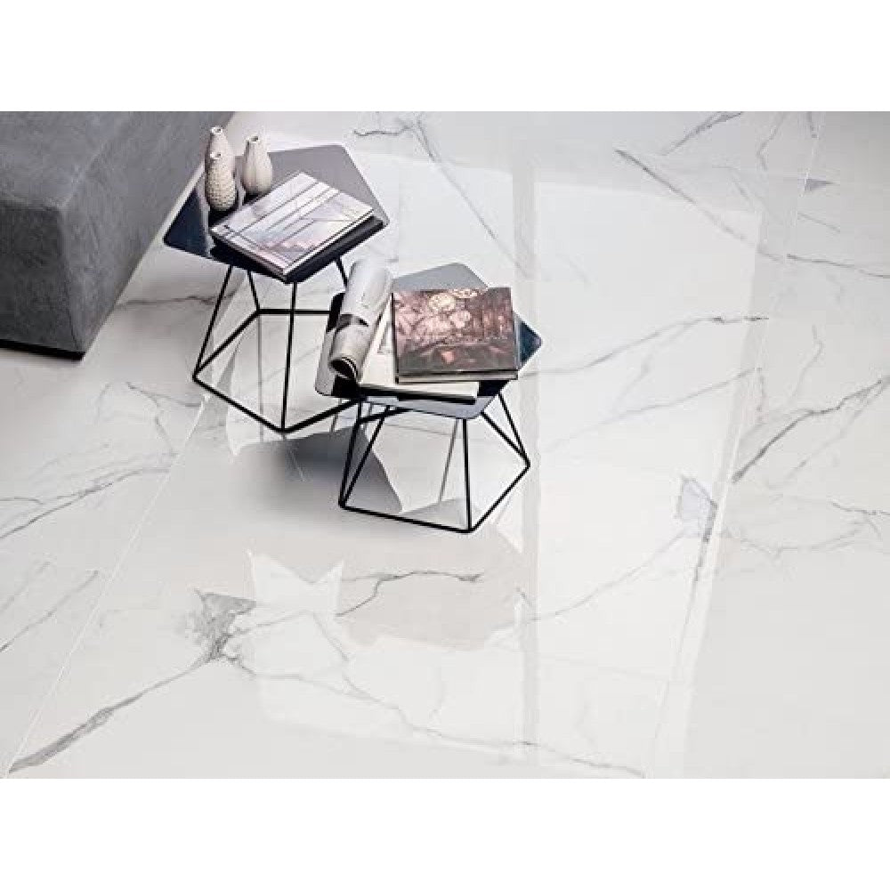 Definitive Carrara Marble Grey Polished Wall And Floor Porcelain Tiles 60cmx60cm