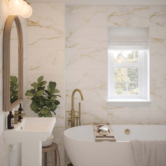 New Calcutta Carrara Gold Marble Matt Wall Tiles 30cmx60cm