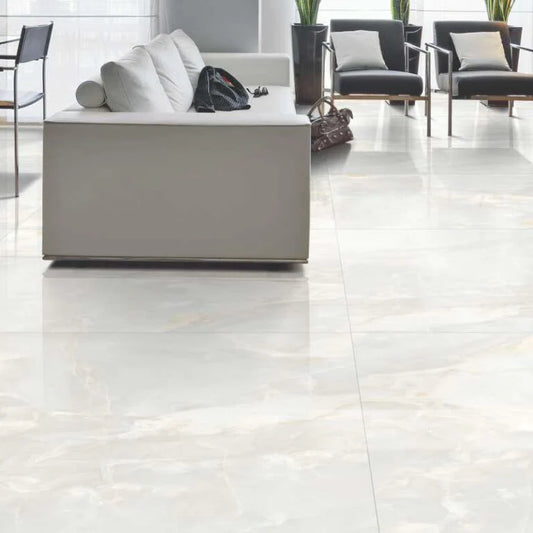 Haughton Large Polished Latte Cream Wall And Floor Porcelain Tiles 60cmx120cm