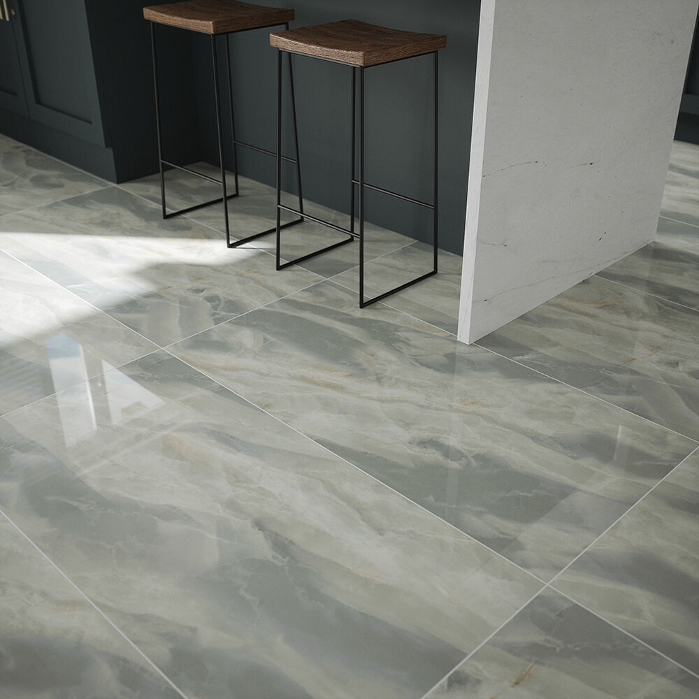 Onyx Large Emerald Polished Turquoise Green Marble Polished Wall And Floor Porcelain Tiles 60cmx60cm