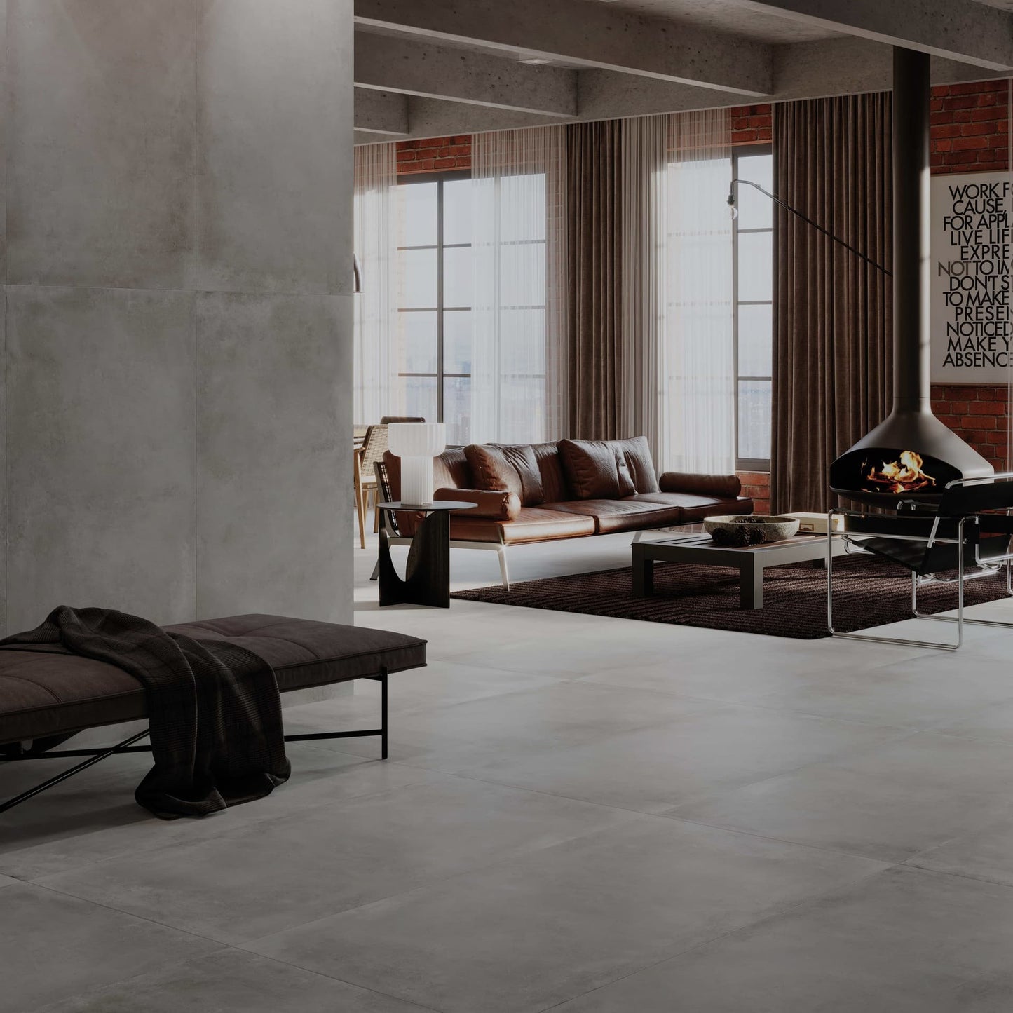 Concrete Dark Grey Matt Wall And Floor Porcelain Tiles 60cmx60cm