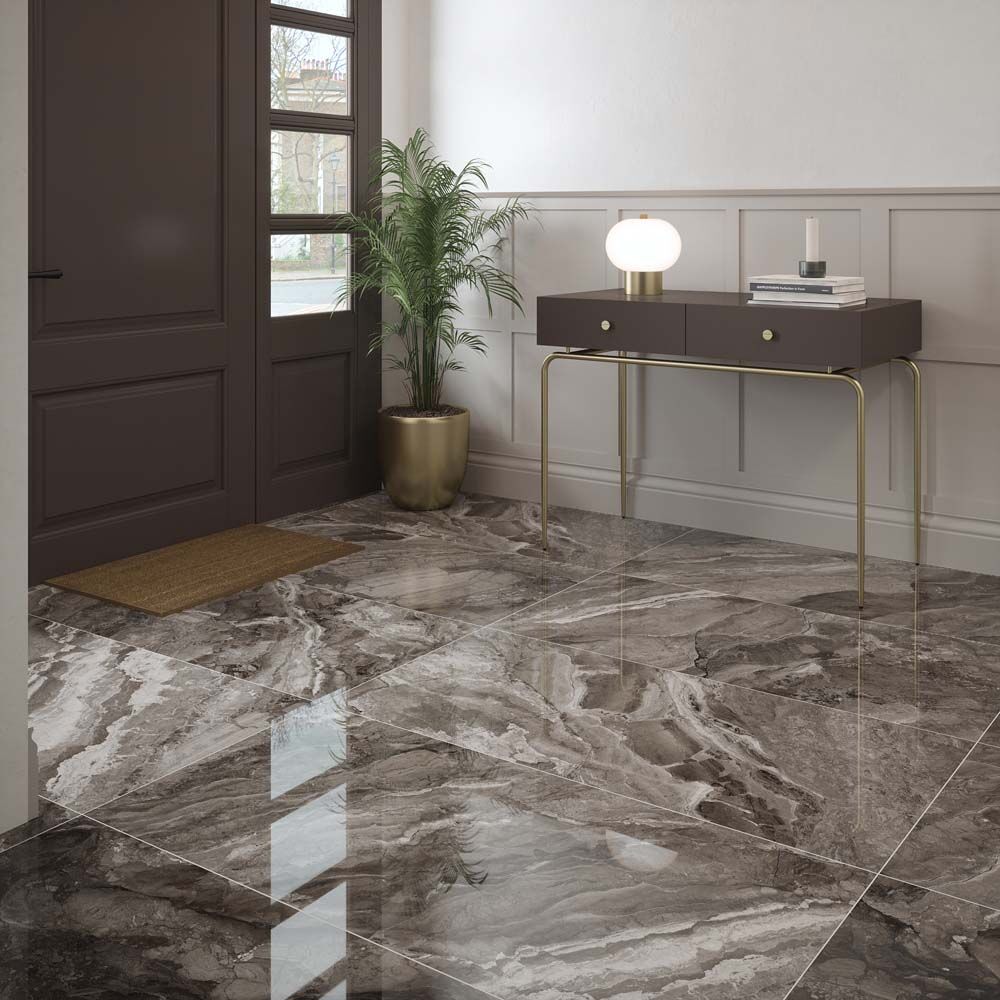 Core Grey Slate Polished Wall And Floor Porcelain Tiles 60cmx120cm