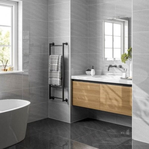 Seaboard Sandwaves Dark Grey Polished Wall And Floor Porcelain Tiles 60cmx60cm