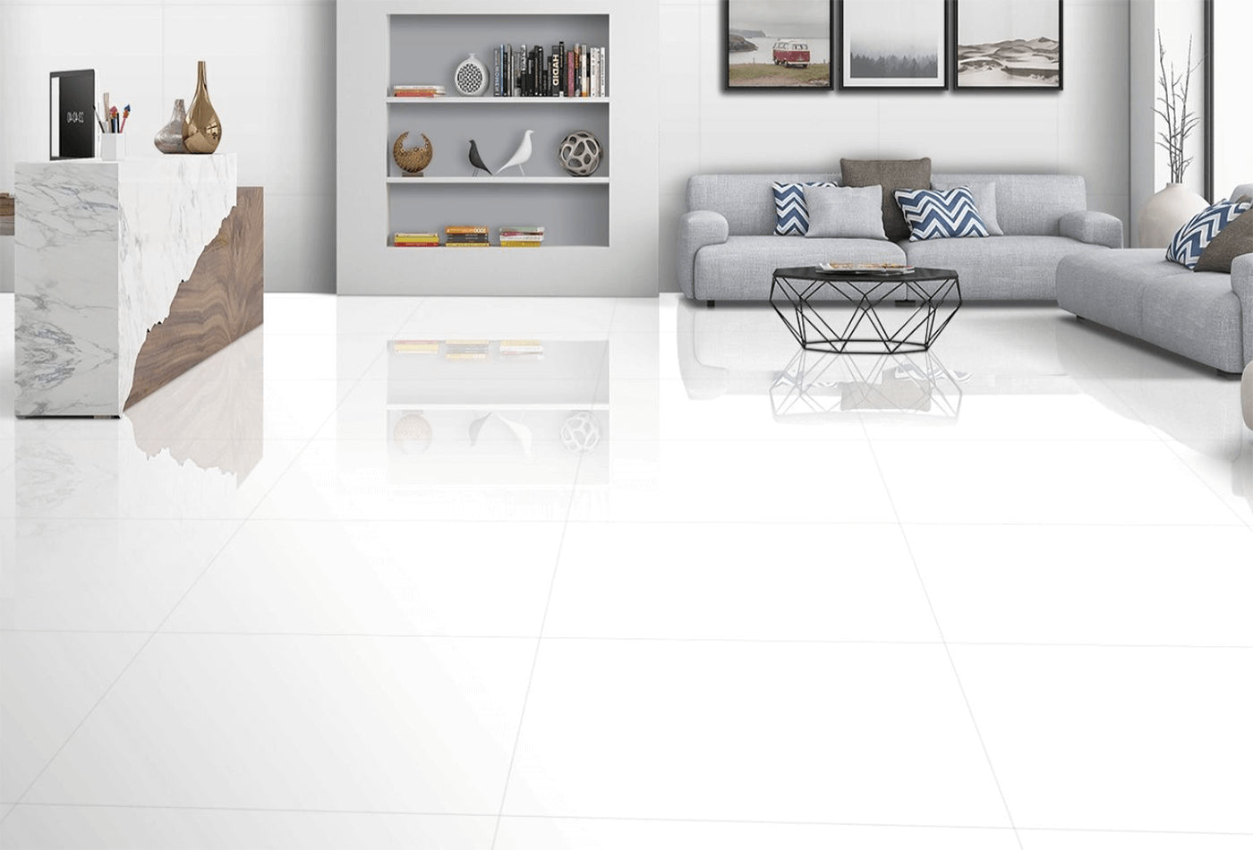 Super Paper White Polished Porcelain 60x60cm Floor And Wall Tiles