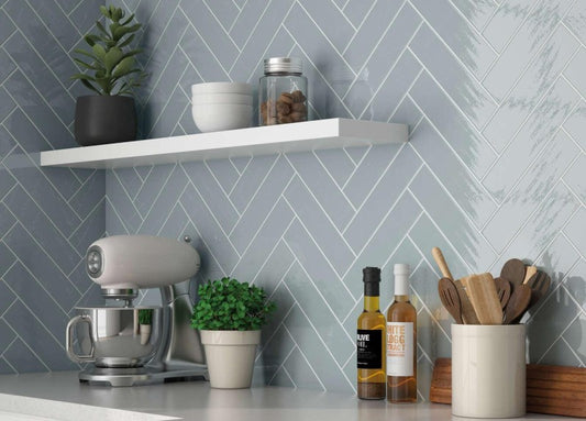 Journey Aqua Marine Rippled 7.5cmx30cm Ceramic Kitchen And Bathrooms Tiles