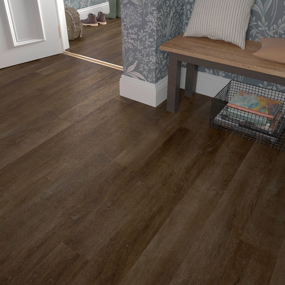 Premium ProLvt Rigid Rich Walnut 17.78cm x 121.9cm Click Flooring