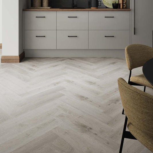 Premium ProLvt Ashdown Limed Oak Herringbone 63cm x 12.6cm x 5.2mm SPC Click Flooring