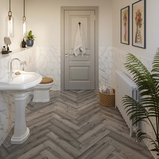 Premium ProLvt Haldon Antique Oak Herringbone 63cm x 12.6cm x 5.2mm SPC Click Flooring